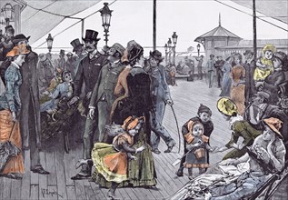 Near the sea in 1885, Britain, sea breeze; holiday; break; cheerful; merry; jolly; pleasant;
