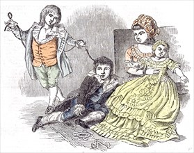 Prince Augustus Frederick in 1843, children playing; joy; fun; interior; amusing; enjoyable; merry;