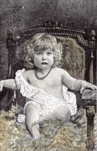 Girl in a chair, Hackney, London, 1892, childhood, at home; family; chair; armchair; overstuffed