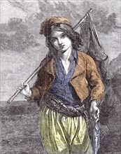 Napolitan fisher boy by G.F. Hurlstone, 1855, Napoli; Italy; fishing; fish; net; sea; Idilic; rural