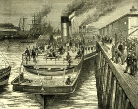 Glasgow; Broomielaw; U.K.; 1880. Early morning departure of the Highland Steamer Columba