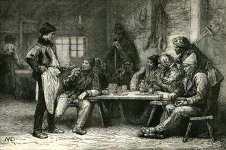 Canada, 19th century, Woodcutters, Lumberjackers, tree fellers, having diner