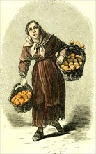 Madrid, Spain, Orange Girl, 1866, street character