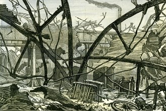 Woolwich Arsenal, London, 1887, damage to the mounting shed carriage factory