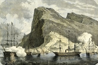 Gibraltar, 1864, arrival of the S.M. Maximilien, Gibraltar