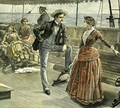 Talk on the Vessel, 1887, Man, Woman, Lady, Gentleman, Ladies, Ship, Boat