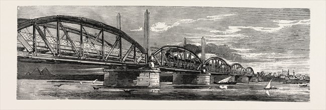 Egypt, bridge, engraving 1879