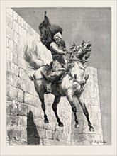 THE MAMELUKE'S LEAP.  Egypt, engraving 1879