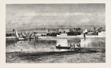 THE CITADEL OF CAIRO, FROM THE NILE.  Egypt, engraving 1879