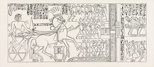 THE SUEZ CANAL OF SETI I, Pharaoh of Egypt, . (From a bas relief on the exterior north wall of the
