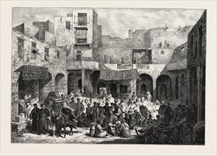 Slave market.  Egypt, engraving 1879