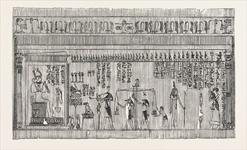REPRESENTATION OF THE EGYPTIAN JUDGMENT OF THE DEAD. ( Vignette of the 125th chapter of the Turin