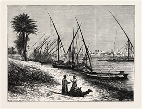 BANKS OF THE NILE.  Egypt, engraving 1879