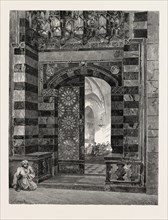 GATE OF POTTAGE  AT THE MOSQUE OF EL-AZHAR.  Egypt, engraving 1879