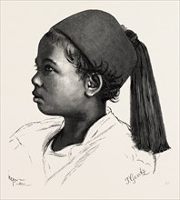 FATHER'S DARLING.  Egypt, engraving 1879