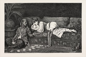Time in the harem.  Egypt, engraving 1879