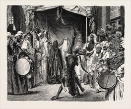 BRIDAL PROCESSION.  Egypt, engraving 1879