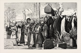 FUNERAL PROCESSION.  Egypt, engraving 1879