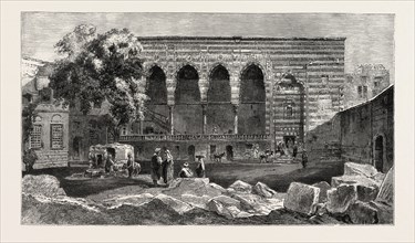 COURT AND HOUSE OF THE KADI.  Egypt, engraving 1879
