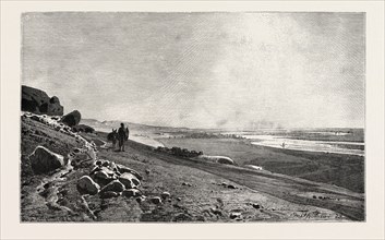 THE VALLEY OF THE NILE AT BENI HASAN. Egypt, engraving 1879