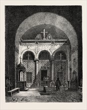 INTERIOR OF A KOPTIC CHURCH. Writing room at Girgeh

 Egypt, engraving 1879