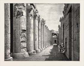 GREAT HALL OF ABYDOS. Egypt, engraving 1879
