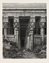 THE GREAT COURT OF HEAVEN, DENDERA. Egypt, engraving 1879