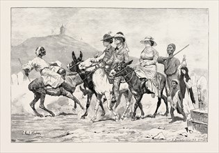 TOURISTS. Egypt, engraving 1879