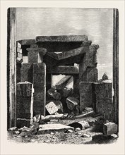 SANCTUARY IN THE GREAT TEMPLE OF KARNAK. Egypt, engraving 1879