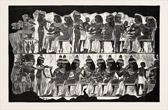 OLD EGYPTIAN REPRESENTATION OF A PARTY. Egypt, engraving 1879