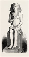 STATUE OF AMENOPHIS IV., EHUENATEN. Egypt, engraving 1879