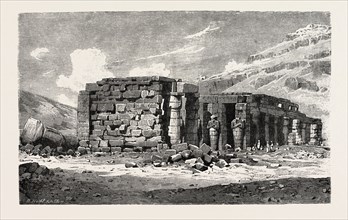 RUINS OF THE RAMESSEUM. Egypt, engraving 1879