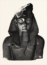 BUST, FROM THE RAMESSEUM. Egypt, engraving 1879