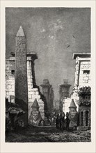 PYLONS AND OBELISK OF RAMESES II. AT LUKSOR. Egypt, engraving 1879