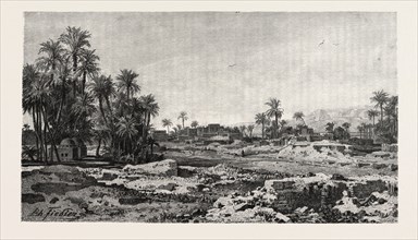 VILLAGE OF KARNAK. Egypt, engraving 1879