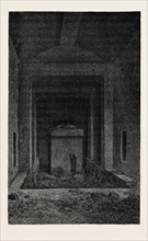 SARCOPHAGUS IN THE TOMB OF RAMESES. Egypt, engraving 1879