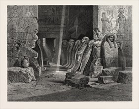 INTERIOR OF THE APE-T TEMPLE AT KARNAK. Egypt, engraving 1879