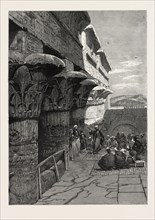 PILLARED HALL OF ESNEH. Egypt, engraving 1879