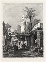 BAZAAR IN ASSOUAN. Egypt, engraving 1879