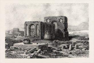 IN THE DESERT BETWEEN ASSOITAN AND PHILAE. Egypt, engraving 1879