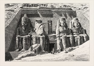 ROCK TEMPLE OF ABOO SIMBEL. Egypt, engraving 1879