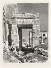 FROM THE TEMPLE OF ISIS AT PHILAE. Egypt, engraving 1879