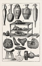 EGYPTIAN ANTIQUITIES: 1, 2, 3, 4,5. Bottles and Vases. 6. Prepared Funereal Feast, 7. Cakes. 8.