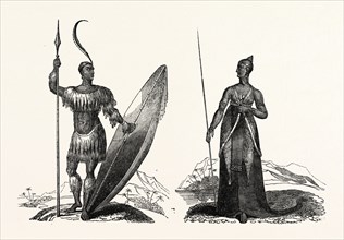 CHAKA, KING OF THE ZULUS (LEFT), A ZULU PROPHETESS (RIGHT)