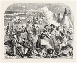 The mail arrives from London to the English camp in the Crimea. The Crimean War, 1855, Engraving