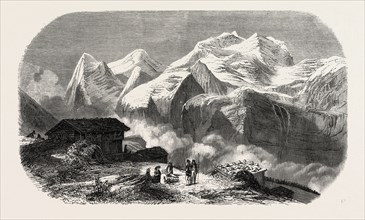 The Eiger, Moench and Jungfrau (canton of Bern), Switzerland, 1855, Engraving