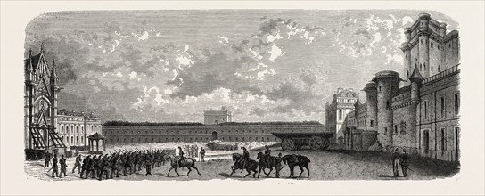 Vincennes. Castle courtyard from the south. engraving 1855