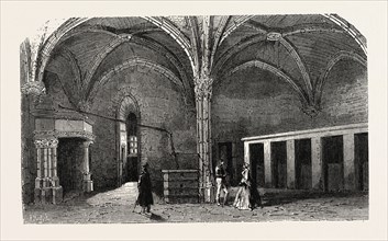 Dungeon of Vincennes: Hall of cardinals. engraving 1855