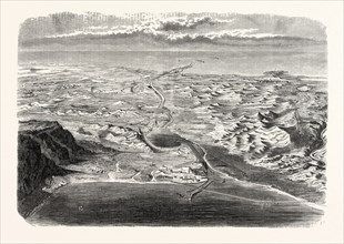 Panoramic view of the Suez Canal and the canal of the two seas, according to the draft  MM. Linant