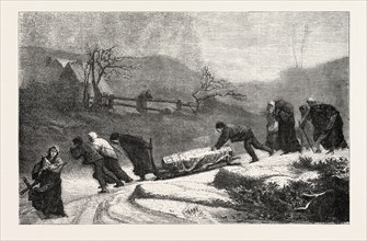 A funeral in the Vosges, painting by M. Brion. engraving 1855